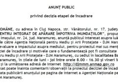 AnunŢ Public Privind Decizia Etapei De încadrare A.n. Apele RomÂne, Cu Adresa în Cluj Napoca, Str. Vânătorului, Nr