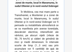 Anm A Emis 3 Coduri Galbene De Ploi Torenţiale și Vijelii
